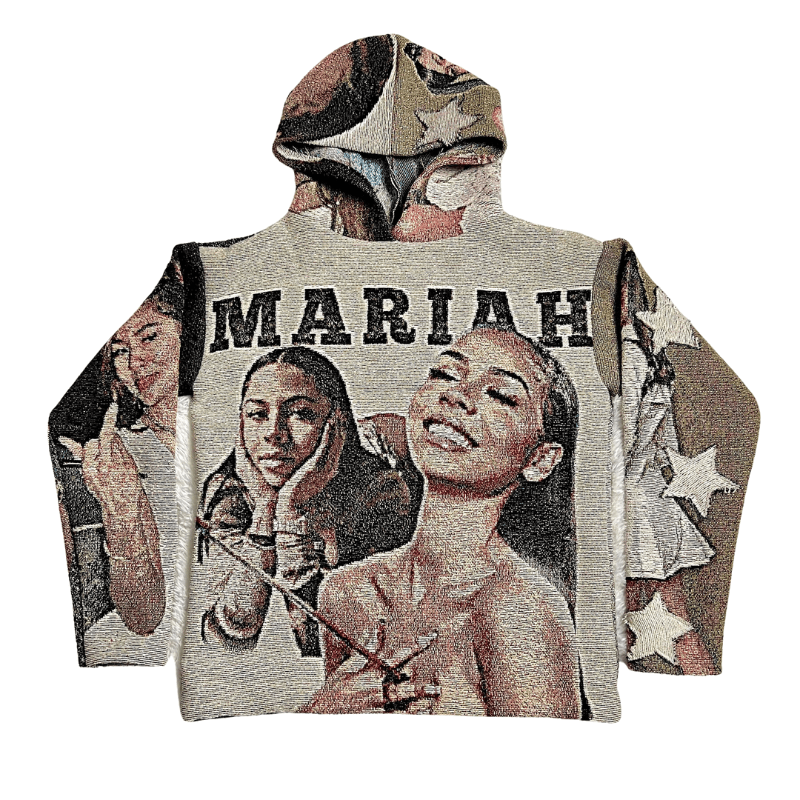 mariah the scientist tapestry hoodies front view transparent background