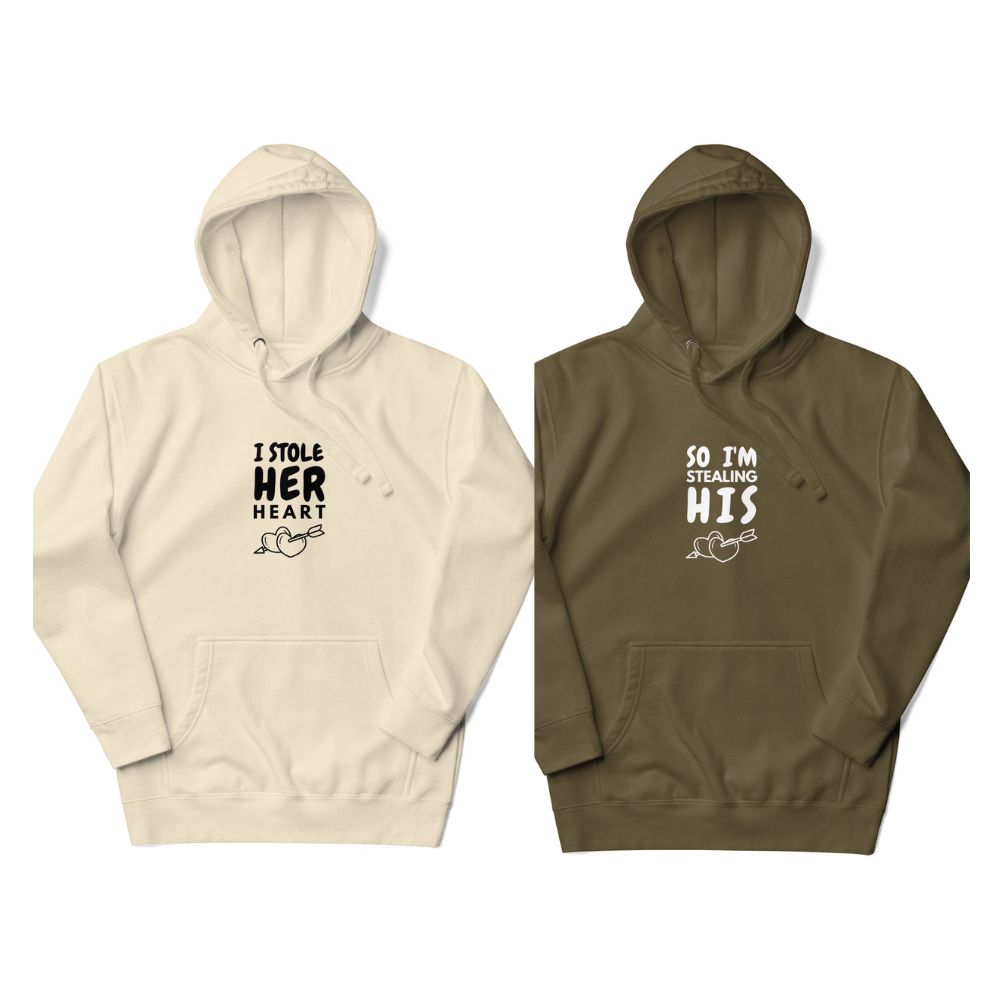 I Stole Her Heart and He Stole My Heart Matching couple Unisex Hoodie