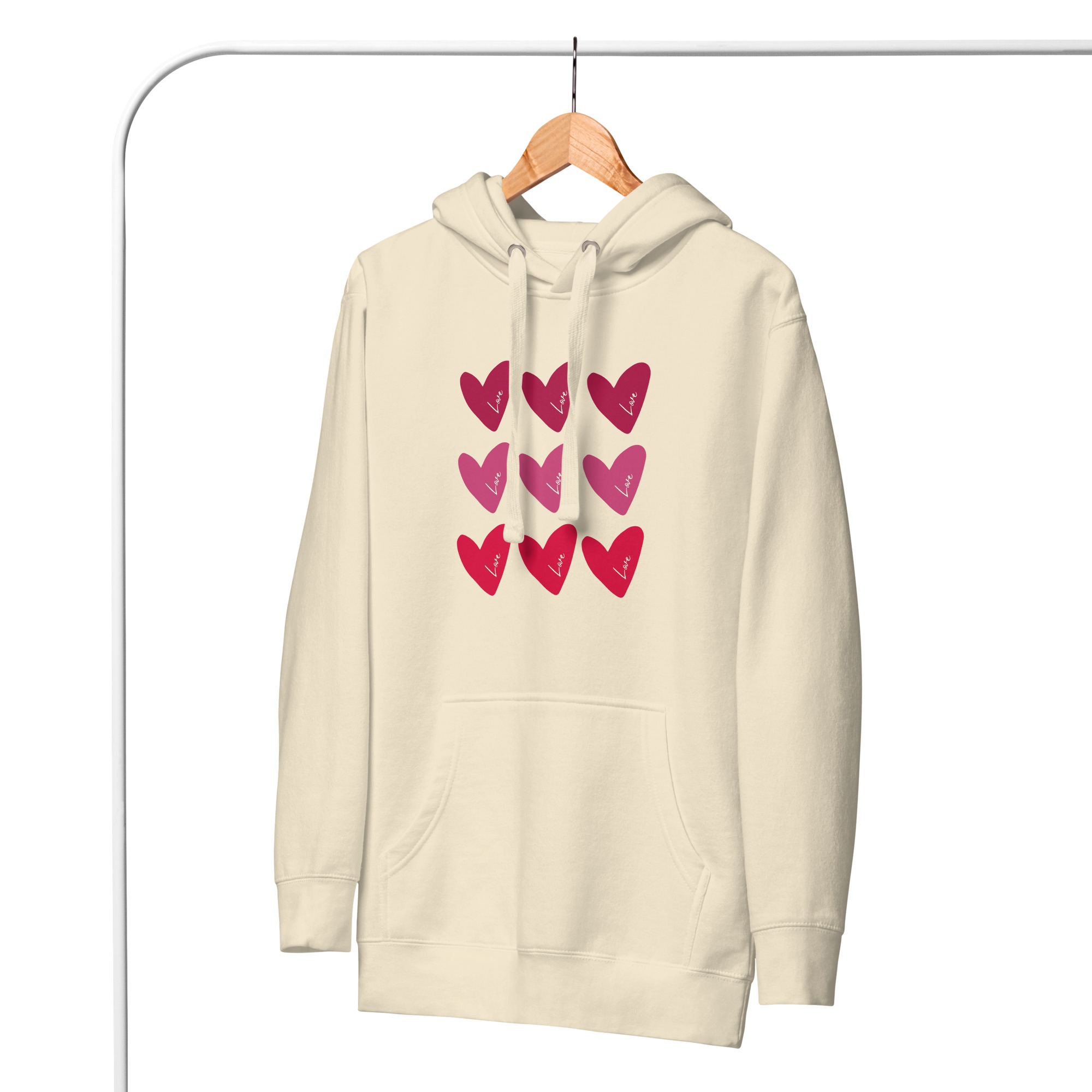 Red Love Hearts Couple Unisex Hoodie bone