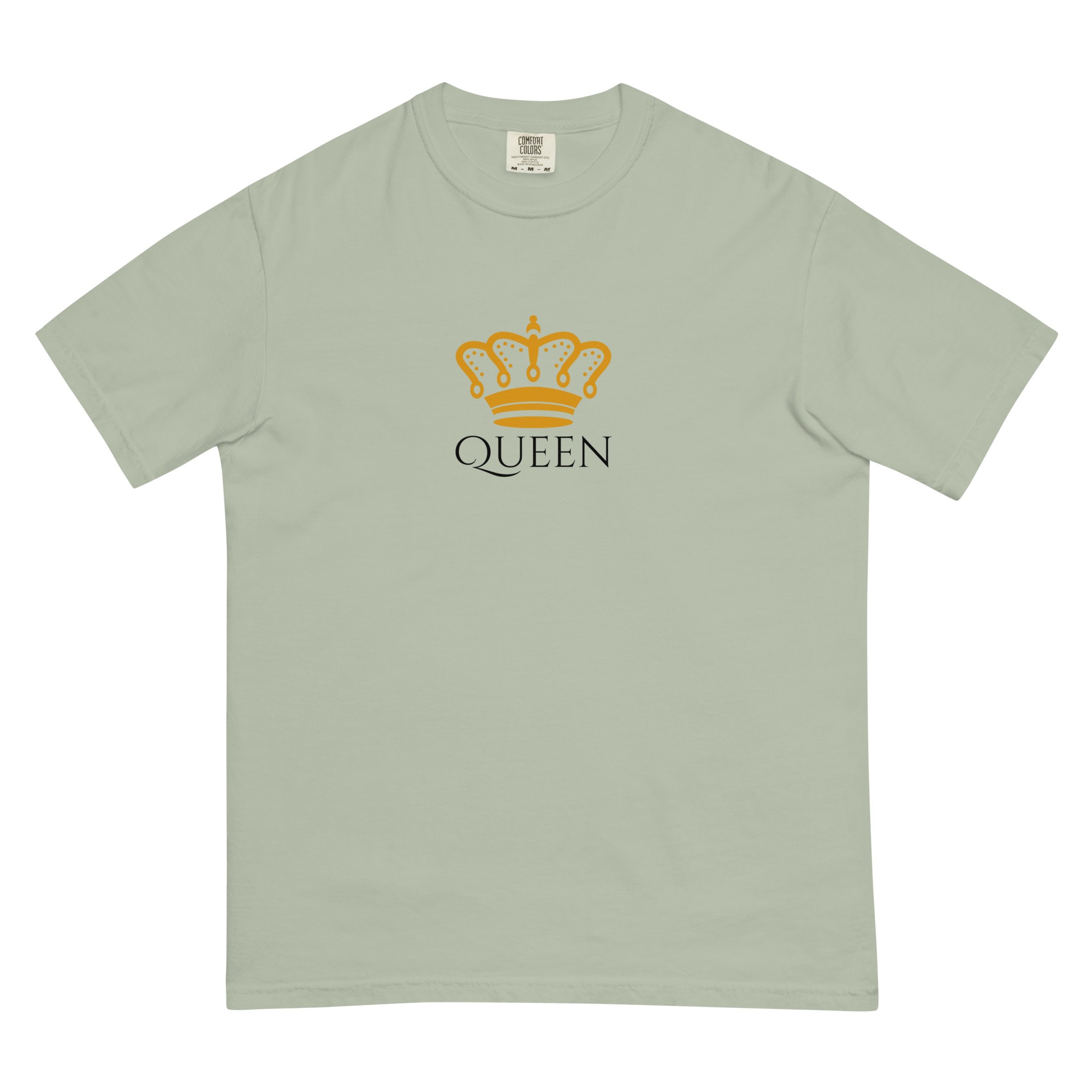 Queen graphic print on light green t-shirt