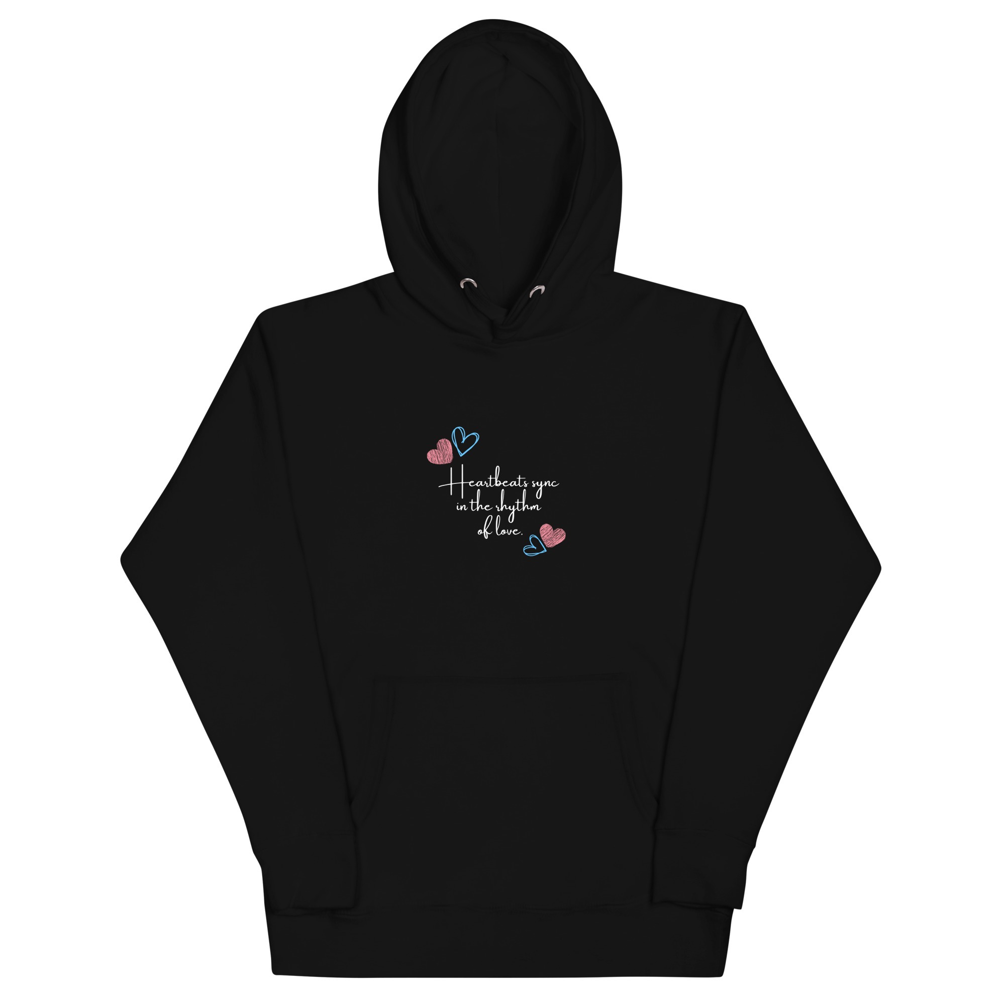 Heartbeat sync in the name of love relationship Unisex Hoodies black front