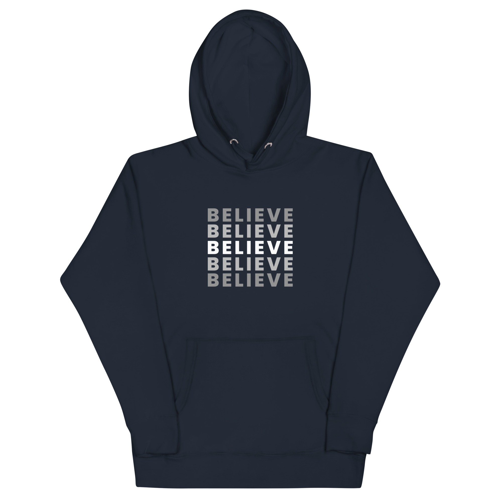 Believe Christian unisex-premium-hoodie-navy-blazer-front